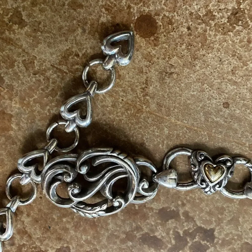 Brighton‎ vintage silver and gold heart link chain belt